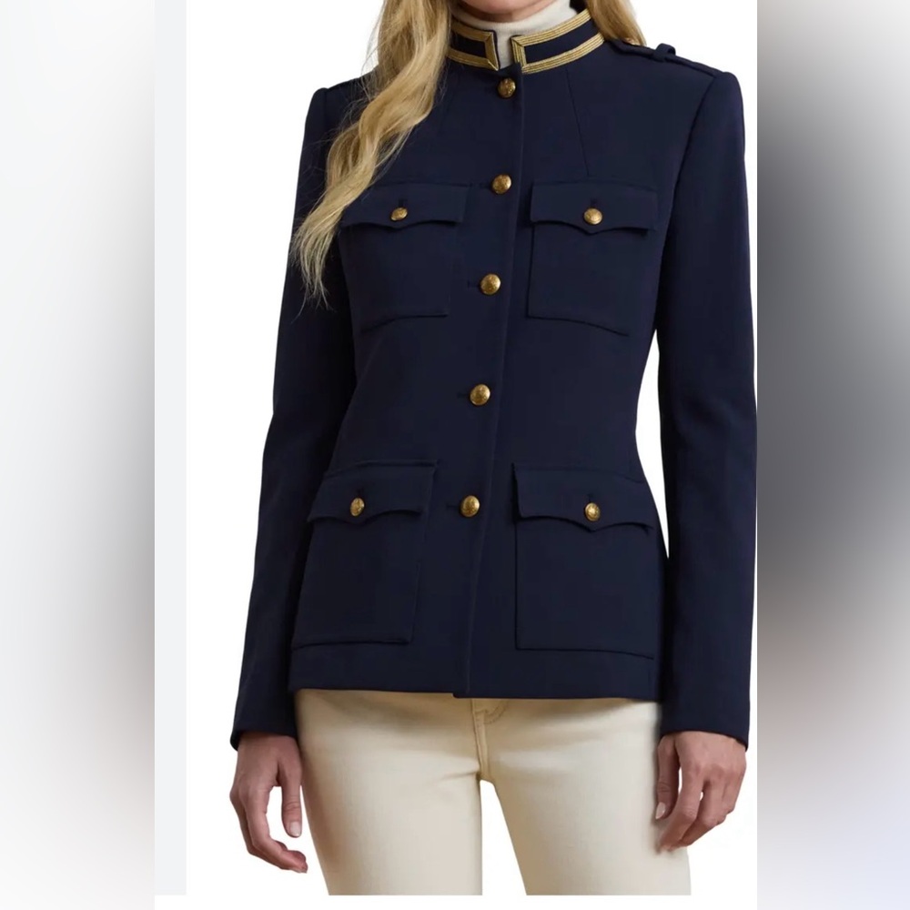 Lauren Ralph Lauren Navy Military Blazer with Gold Buttons
